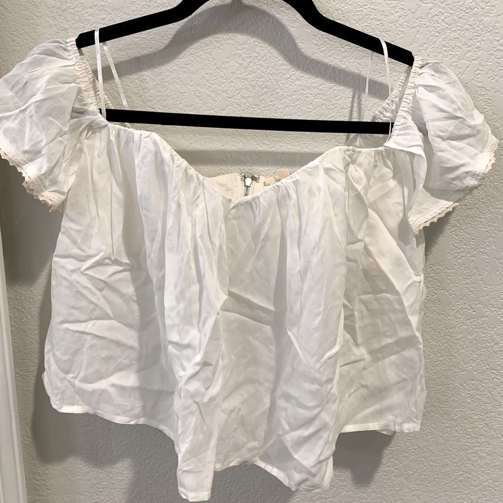 Ruffled off shoulder boho shirt
